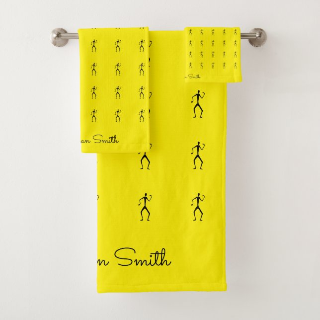 African Art Awesome Silhouette Dancers Pattern Bath Towel Set (Insitu)