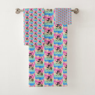 African Art, Awesome Silhouette Drummer Pattern Bath Towel Set