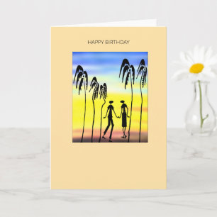 African art Awesome Silhouette Lovers Birthday Card