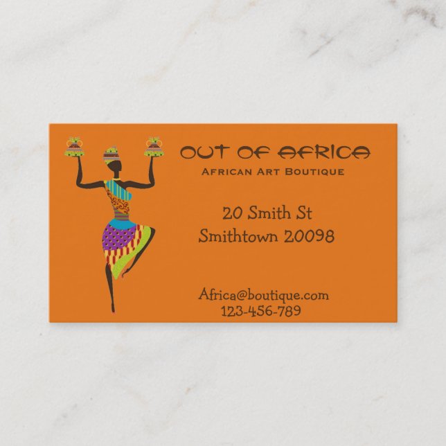 African art boutique shop African fashion Business Card (Front)