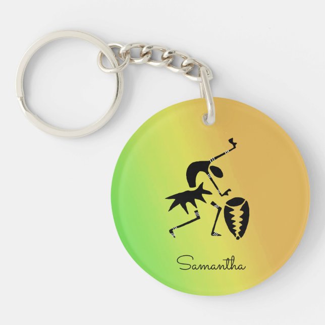 African Art, Colourful, Awesome Silhouette Dancer Key Ring (Front)