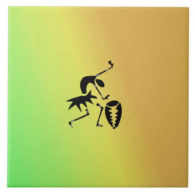 African Art, Colourful, Awesome Silhouette Dancer Tile (Front)