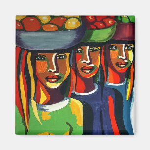 African Art Colourful Continent Stick Up Magnet