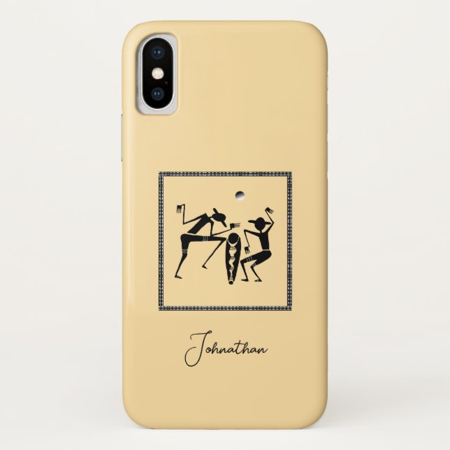 African Art, Crazy Moonlight Dance and Music Case-Mate iPhone Case (Back)