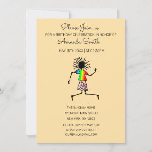 African Art, Cute and Awesome Dancer Birthday  Invitation