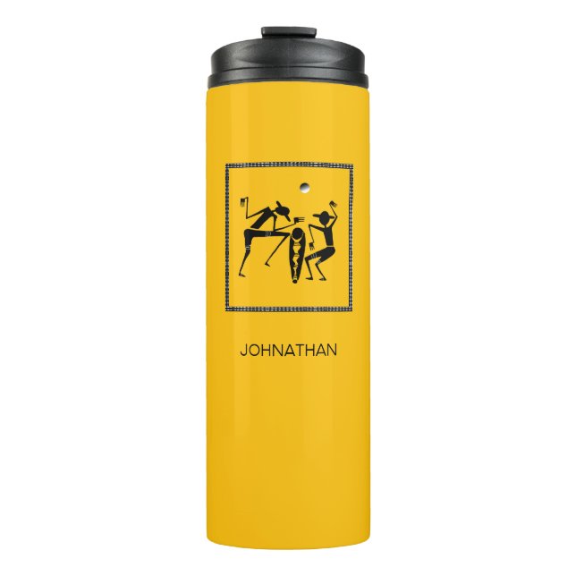 African Art, Cute and Funny Moonlight Dance Thermal Tumbler (Front)