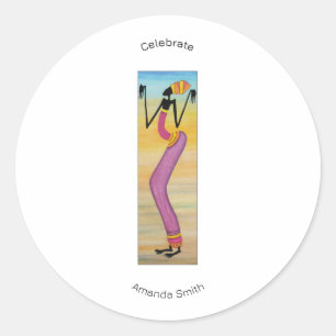 African Art Cute and Stylish Girl Birthdyay Classic Round Sticker