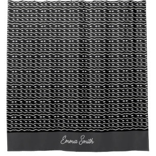 African Art Cute Black and White Pattern Shower Curtain