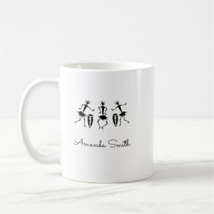 African Art, Cute Happy Dancers White Coffee Mug