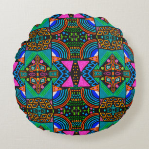 African art drawing. Seamless aztec pattern. Chero Round Cushion