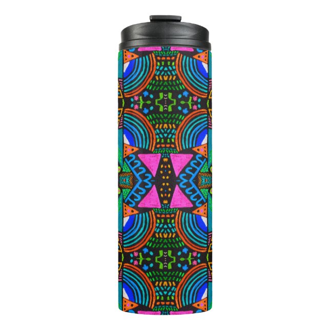 African art drawing. Seamless aztec pattern. Chero Thermal Tumbler (Front)