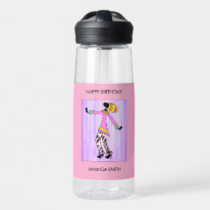 African Art Elegant and Trendy Girl Birthday Water Bottle