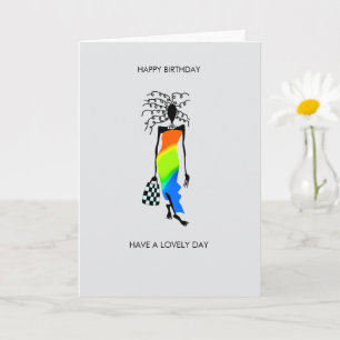 African Art Elegant Fashion Lady Birthday Card