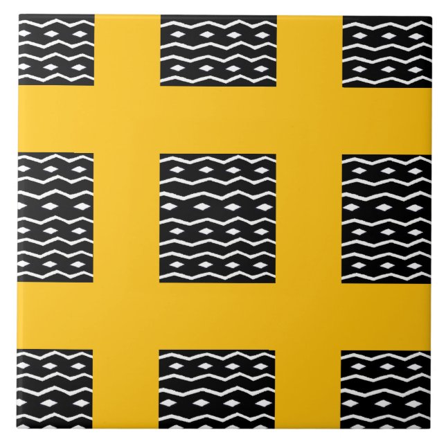 African art, Ethnic Pattern Orange Tile (Front)