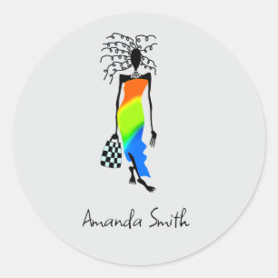 African Art, Fashion Lady Classic Round Sticker