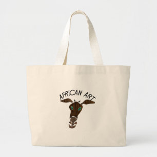 African Art Giraffe Head Large Tote Bag