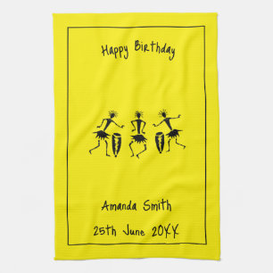 African Art, Happy Dance Tea Towel
