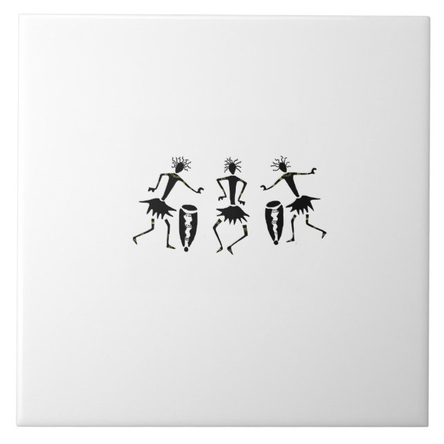 African Art, Inspirational Dancers Silhouette Tile (Front)