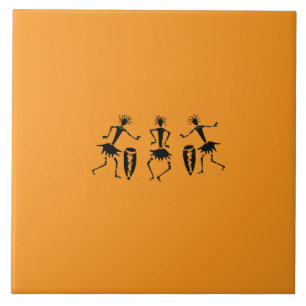 African Art, Inspirational Dancers Silhouette Tile
