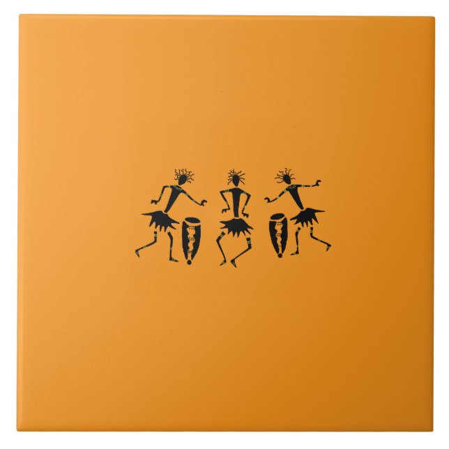 African Art, Inspirational Dancers Silhouette Tile (Front)
