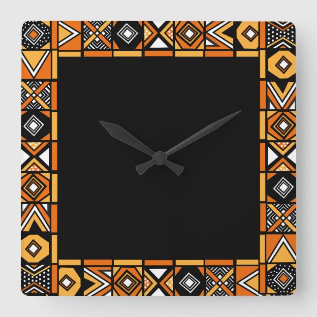 African art pattern square wall clock (Front)