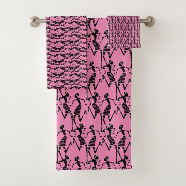 African Art, Pinky, Traditional Dance (Nduumo) Bath Towel Set (Insitu)