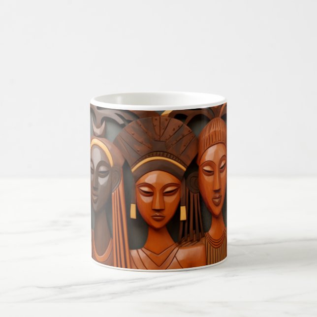 African Art Print, 3D Wood Relief Style Coffee Mug (Center)