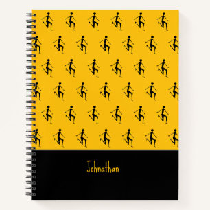 African Art, Silhouette athlete, Orange Notebook