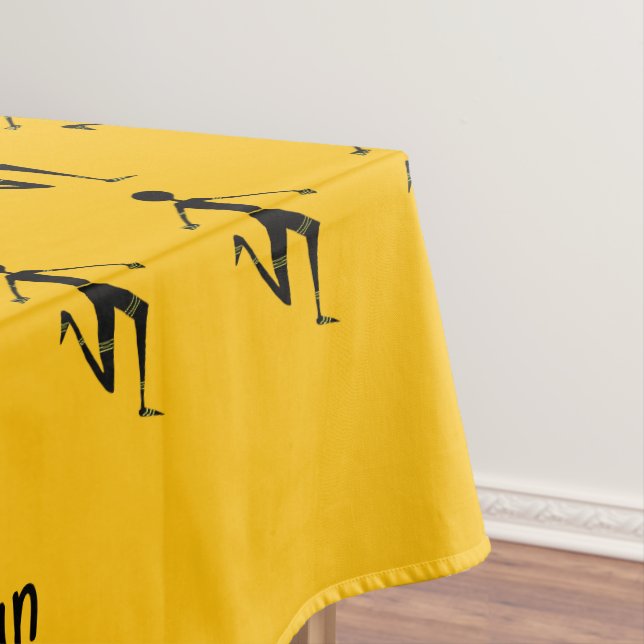 African Art, Silhouette athlete Orange Pattern  Tablecloth (In Situ)