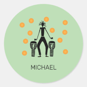 African Art. Silhouette Celebration Classic Round Sticker