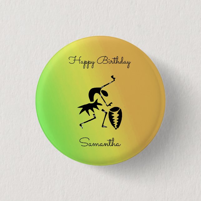 African Art, Silhouette Dancer Colourful 3 Cm Round Badge (Front)
