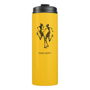 African Art Silhouette Joy Dance Orange Birthday Thermal Tumbler