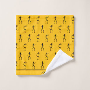 African Art, Stick Man Silhouette Dances Pattern Bath Towel Set