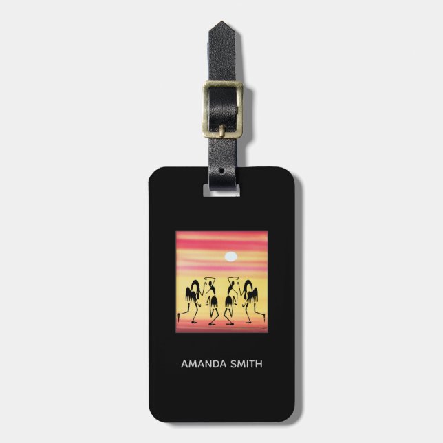 African Art Sunset Break Dance Luggage Tag (Front Vertical)