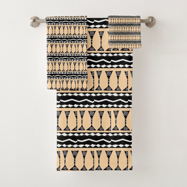 African Art, Traditional Pttern Bath Towel Set (Insitu)