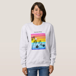  African Art, Tropical Summer Sunset Sailing  Sweatshirt