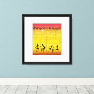 African Art, Tropical Sunset Celebration Canvas Print
