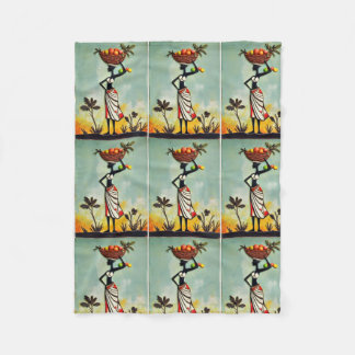 African Art - Woman on Throw Blankets, Pillows Fleece Blanket