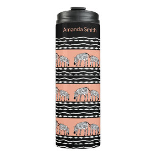  African Art, Zebras Pattern Yellow Thermal Tumbler