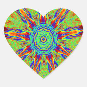 African Asian European ethnic pattern Heart Sticker