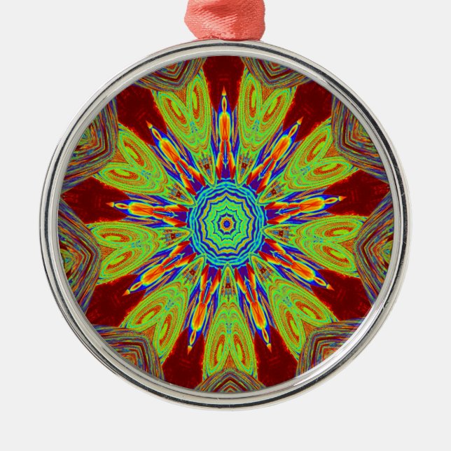 African Asian European ethnic pattern Metal Tree Decoration (Front)