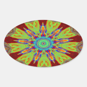 African Asian European ethnic pattern Oval Sticker