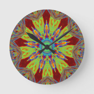 African Asian European ethnic pattern Round Clock