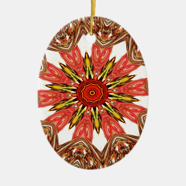 African Asian traditional edgy pattern Ceramic Tree Decoration (Front)