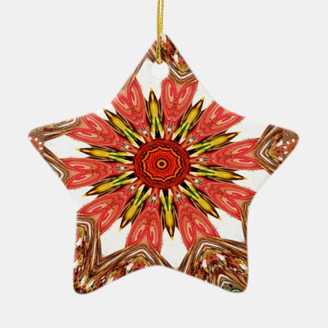 African Asian traditional edgy pattern Ceramic Tree Decoration (Front)