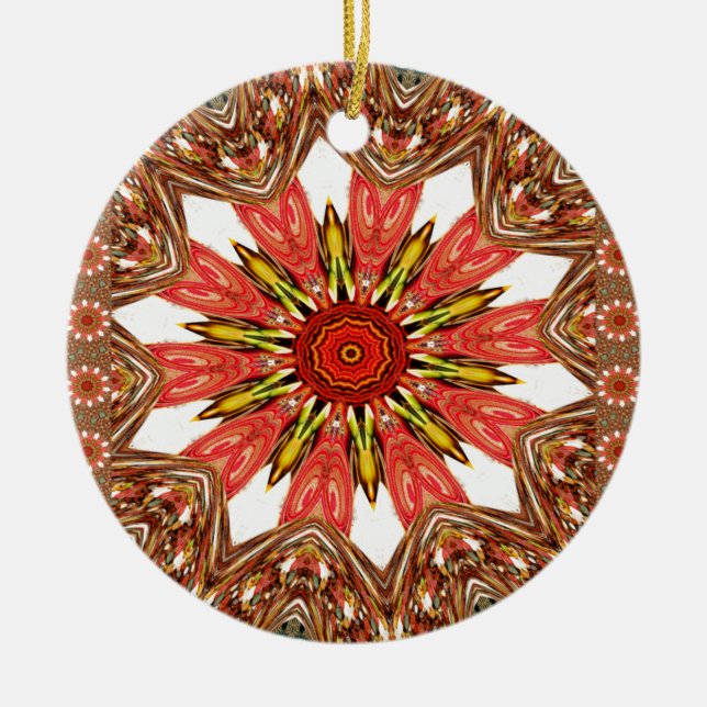African Asian traditional edgy pattern Ceramic Tree Decoration (Front)