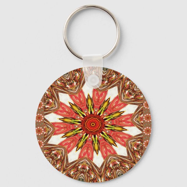 African Asian traditional edgy pattern Key Ring (Front)