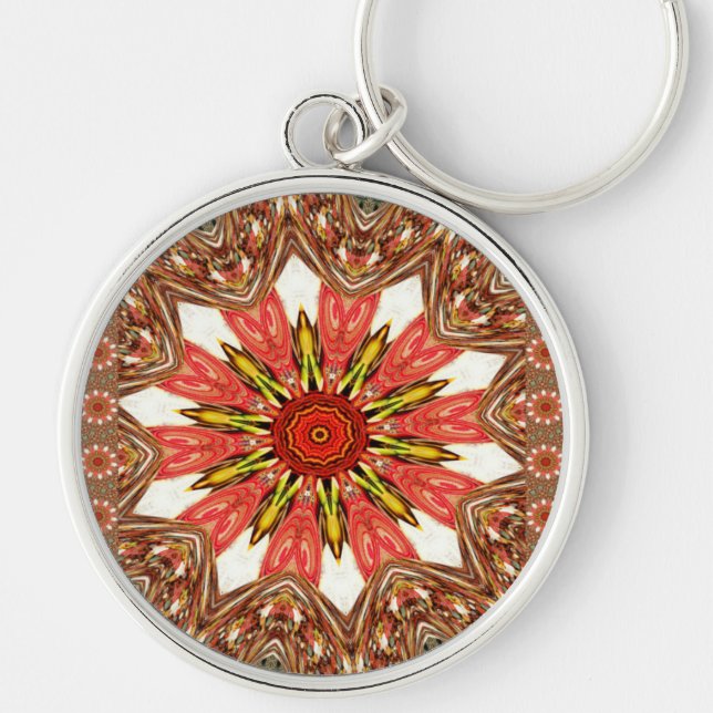 African Asian traditional edgy pattern Key Ring (Front)