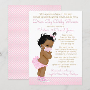 African Baby Girl With Mask Drive By Baby Shower Invitation