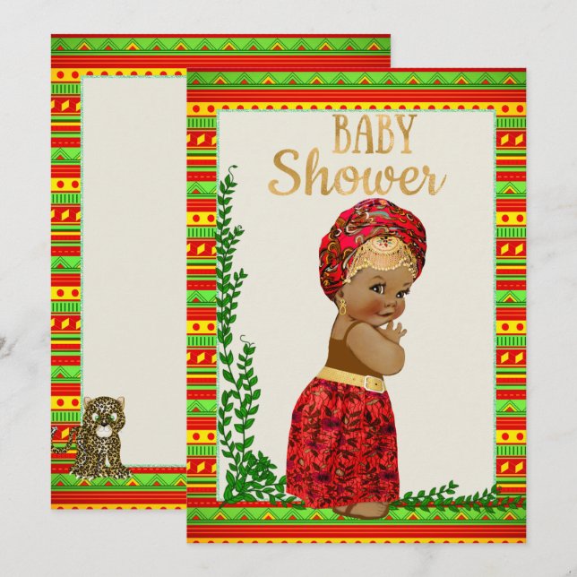 African Baby Shower Invitation with Little Princes (Front/Back)